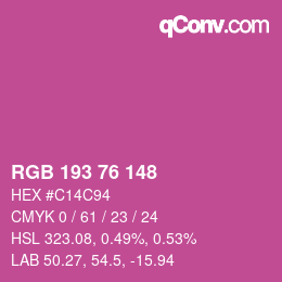 カラーコード: RGB 193 76 148 | qconv.com