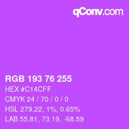 カラーコード: RGB 193 76 255 | qconv.com