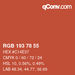 Color code: RGB 193 78 55 | qconv.com