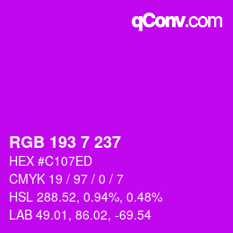 カラーコード: RGB 193 7 237 | qconv.com