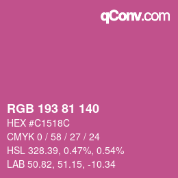 颜色代码: RGB 193 81 140 | qconv.com