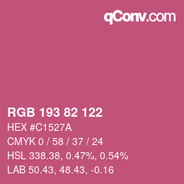 颜色代码: RGB 193 82 122 | qconv.com