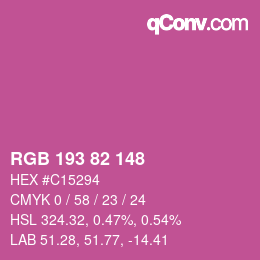カラーコード: RGB 193 82 148 | qconv.com