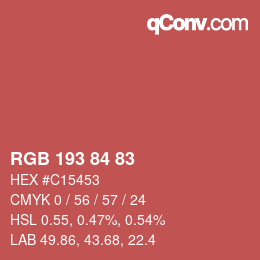 カラーコード: RGB 193 84 83 | qconv.com