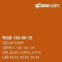 カラーコード: RGB 193 86 15 | qconv.com
