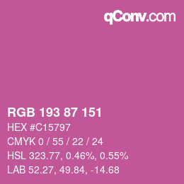 カラーコード: RGB 193 87 151 | qconv.com