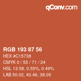 Color code: RGB 193 87 56 | qconv.com