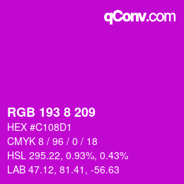 Color code: RGB 193 8 209 | qconv.com