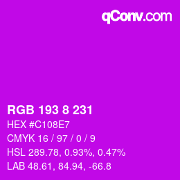 Color code: RGB 193 8 231 | qconv.com