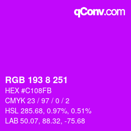 カラーコード: RGB 193 8 251 | qconv.com