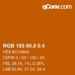 カラーコード: RGB 193 90.8 0.4 | qconv.com