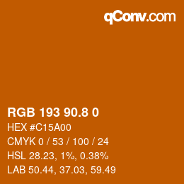 カラーコード: RGB 193 90.8 0 | qconv.com