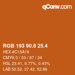 カラーコード: RGB 193 90.8 25.4 | qconv.com