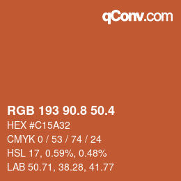カラーコード: RGB 193 90.8 50.4 | qconv.com