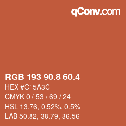 カラーコード: RGB 193 90.8 60.4 | qconv.com