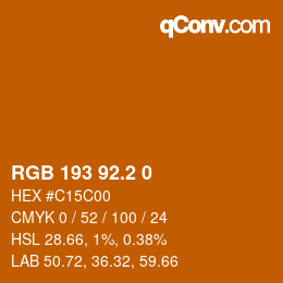 カラーコード: RGB 193 92.2 0 | qconv.com