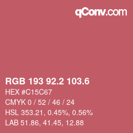 カラーコード: RGB 193 92.2 103.6 | qconv.com