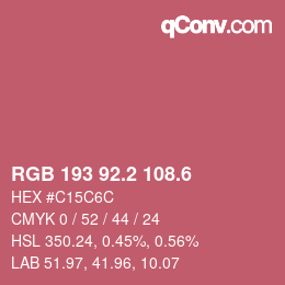 カラーコード: RGB 193 92.2 108.6 | qconv.com