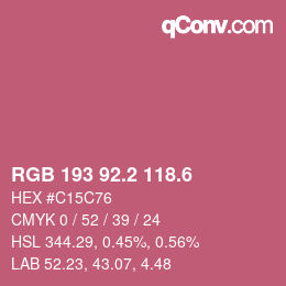 カラーコード: RGB 193 92.2 118.6 | qconv.com