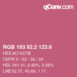 カラーコード: RGB 193 92.2 123.6 | qconv.com