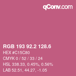 カラーコード: RGB 193 92.2 128.6 | qconv.com