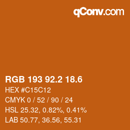 カラーコード: RGB 193 92.2 18.6 | qconv.com