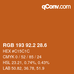 カラーコード: RGB 193 92.2 28.6 | qconv.com