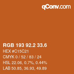 カラーコード: RGB 193 92.2 33.6 | qconv.com