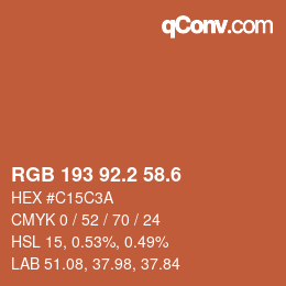 カラーコード: RGB 193 92.2 58.6 | qconv.com