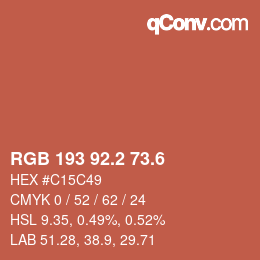 カラーコード: RGB 193 92.2 73.6 | qconv.com