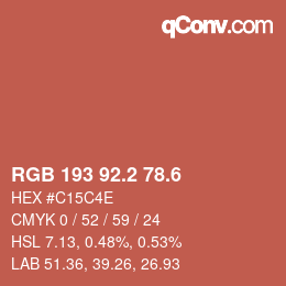 カラーコード: RGB 193 92.2 78.6 | qconv.com