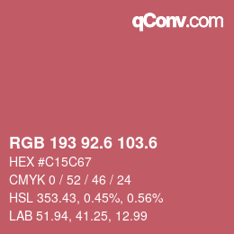 カラーコード: RGB 193 92.6 103.6 | qconv.com