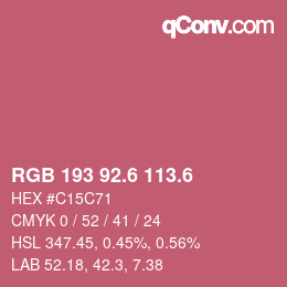 カラーコード: RGB 193 92.6 113.6 | qconv.com