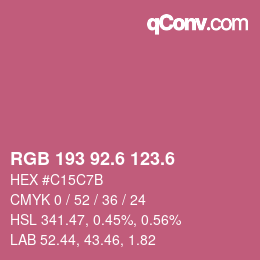 カラーコード: RGB 193 92.6 123.6 | qconv.com