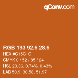 カラーコード: RGB 193 92.6 28.6 | qconv.com
