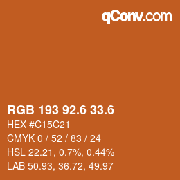 カラーコード: RGB 193 92.6 33.6 | qconv.com