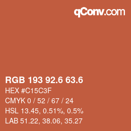 カラーコード: RGB 193 92.6 63.6 | qconv.com