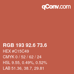カラーコード: RGB 193 92.6 73.6 | qconv.com