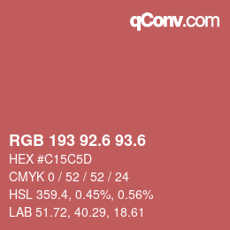 カラーコード: RGB 193 92.6 93.6 | qconv.com