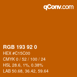カラーコード: RGB 193 92 0 | qconv.com