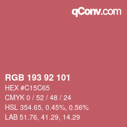 カラーコード: RGB 193 92 101 | qconv.com