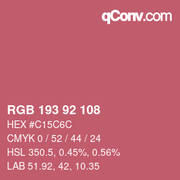 颜色代码: RGB 193 92 108 | qconv.com