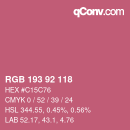 カラーコード: RGB 193 92 118 | qconv.com