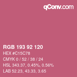 カラーコード: RGB 193 92 120 | qconv.com