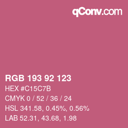 カラーコード: RGB 193 92 123 | qconv.com
