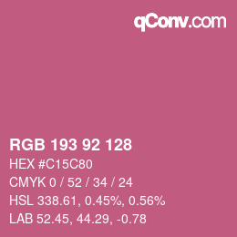 颜色代码: RGB 193 92 128 | qconv.com