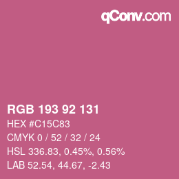 カラーコード: RGB 193 92 131 | qconv.com
