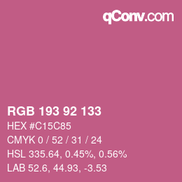 颜色代码: RGB 193 92 133 | qconv.com