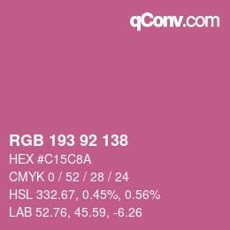 カラーコード: RGB 193 92 138 | qconv.com