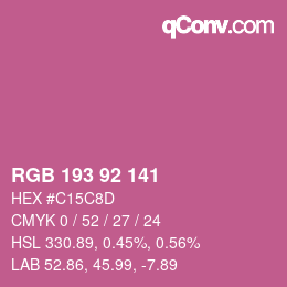 カラーコード: RGB 193 92 141 | qconv.com